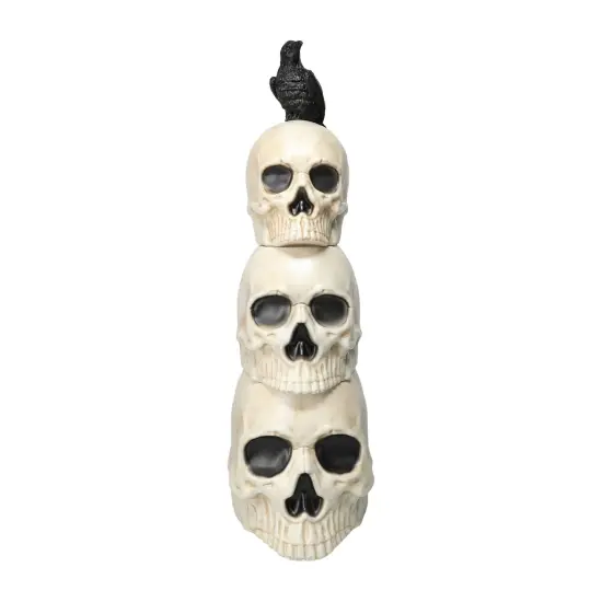 Stacked Skull Tower with Raven &ndash; 24&Prime; Halloween Decoration {1}
