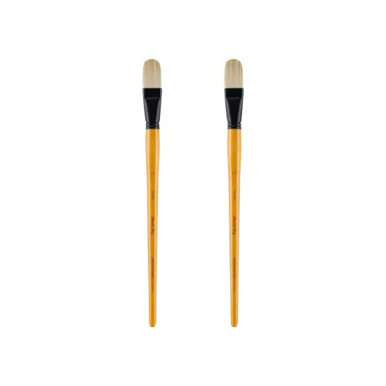 Mimik Hog Professional Synthetic Hog Bristle Paint Brush- Versatile Alternative to Natural Hog Hair Paint Brushes for Oil Painting, Acrylics, Inks, Gouache, Watercolors- Filbert - 2 Pack {2}