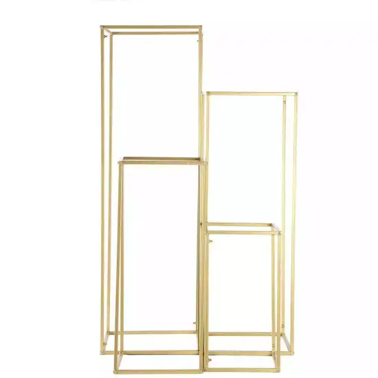 4 pcs Geometric Gold Metal Stands Flower Vase Holders Wedding Party Centerpieces {1}