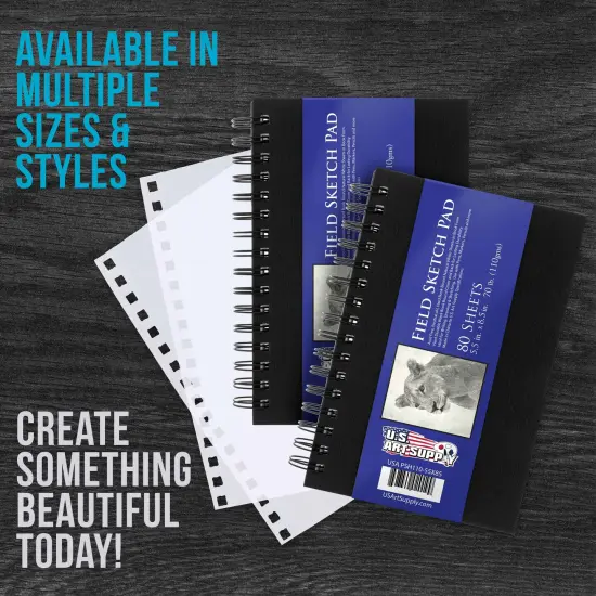 5.5" x 8.5" Premium Hardbound Sketch Book, 2 Pack, 80 Sheets Each, 70 lb (110gsm) - Hardcover Spiral Bound Artist Field, Small Sketch Pad, Acid-Free Drawing Pad - Adults, Students {5}