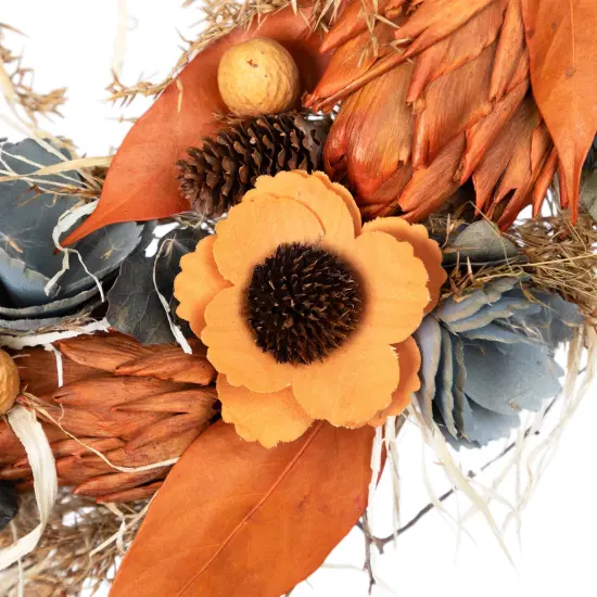 Northlight Sunflower and Wheat Artificial Fall Harvest Wreath - 12" - Unlit Orange {4}