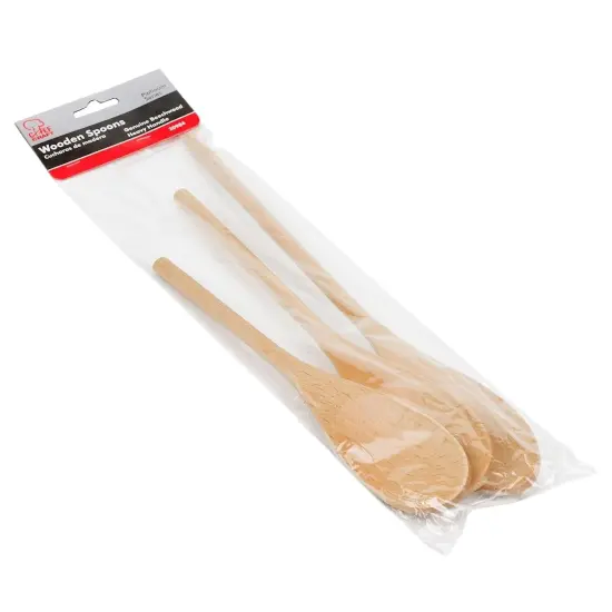 Chef Craft 3pc Beechwood Wooden Kitchen Mixing Spoon Set - 10", 12" & 14" Long {2}