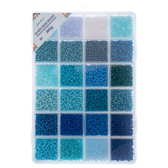 John Bead 12500pcs Assorted 24 Colors Glass Seed Beads 8/0 Jewelry Making Bead Box Blue Palette {4}