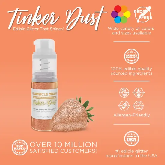 Bakell - Creamsicle Orange Tinker Dust Edible Glitter (4g, 1x Spray Pump) for Food, Desserts, and Beverages! {2}