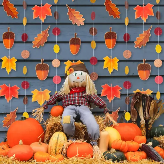 8 Pack Fall Maple Leaf Hanging Garland {3}