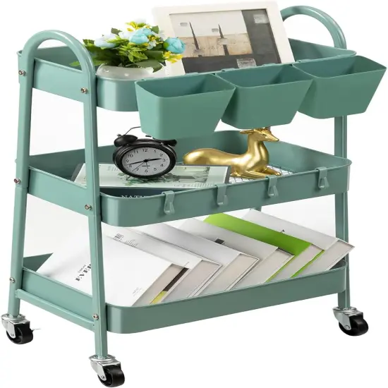 3-Tier Rolling Cart - Green {1}