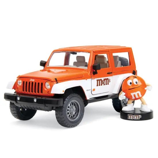 Collections Etc M&M Jeep Wrangler Die-Cast Model and Orange M&M Figurine {1}
