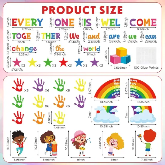 73 Pcs Diversity Bulletin Board Decoration Set Diverse Student Hand {2}