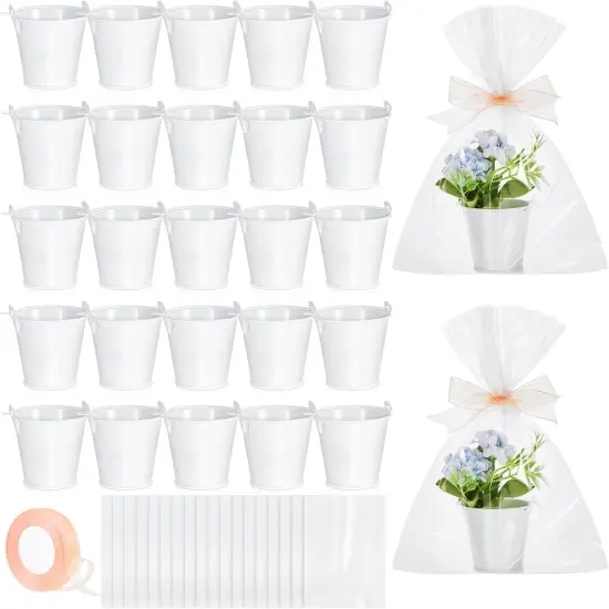 50 Pcs Wedding Mini Metal Buckets with Handle {1}