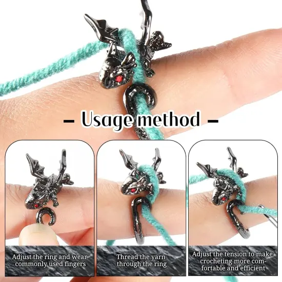 4PCS Crochet Rings, Dragon Tension Rings {3}