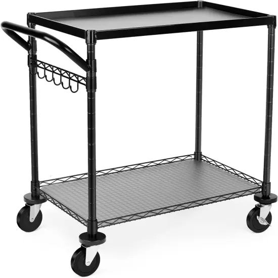 680Lbs Capacity Heavy Duty Rolling Utility Cart,2 Tier Rolling Carts with Wheels {1}
