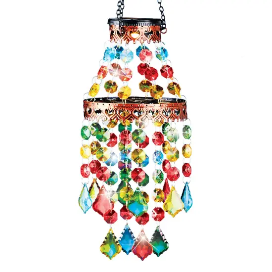 Collections Etc Solar Powered Colorful Sparkling Beads Chandelier Mobile {2}