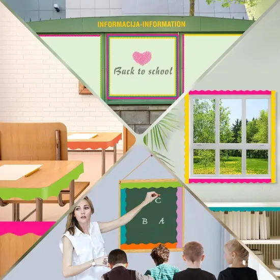 6 Rolls 198 Ft Bulletin Board Borders for Classroom, Paper Roll Scalloped Classroom {4}