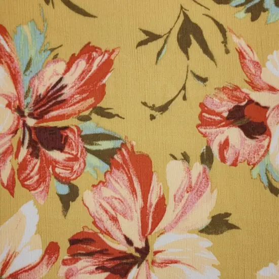 1 Yard Golden Yellow Rayon Crinkle Breathable Lightweight Textured Fabric Width 50/52" {2}