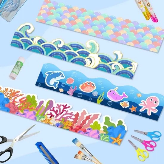 84Ft Classroom Borders for Bulletin Board Decoration, Ocean Theme Scalloped Trim {5}