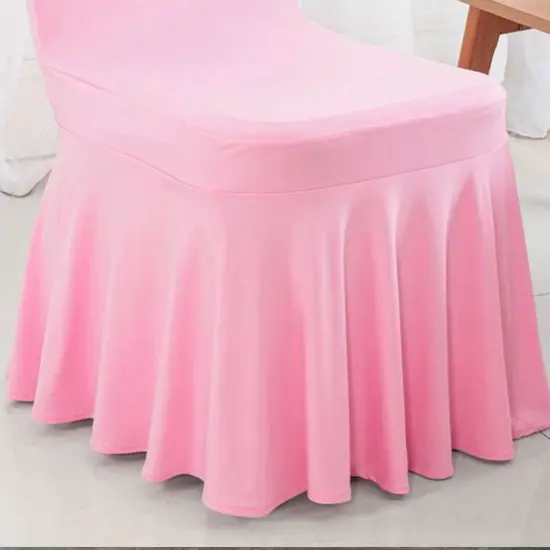 Spandex Banquet Skirt Chair Cover Pink Elegant Stretch Skirt Fit Durable Event Decor {5}