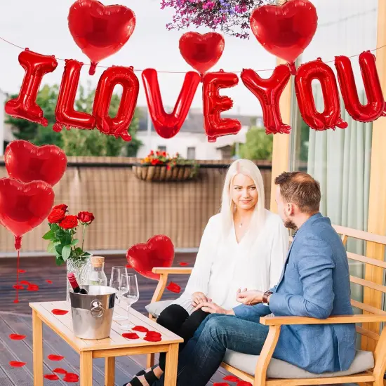 500 Rose Petals, Foil Mylar Love Balloons,I Love You Heart Balloons {5}