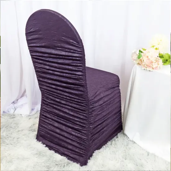 Antique Rouge Texture Spandex Banquet Chair Cover Eggplant {2}