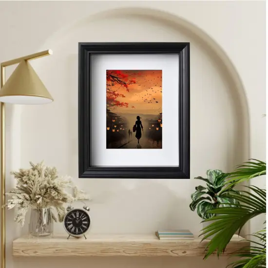 7 &frac34;x9 &frac34;" Black Frame with Acid-Free Mat &ndash; Deep Design for Hanging or Standing, Front Plastic Protection {5}