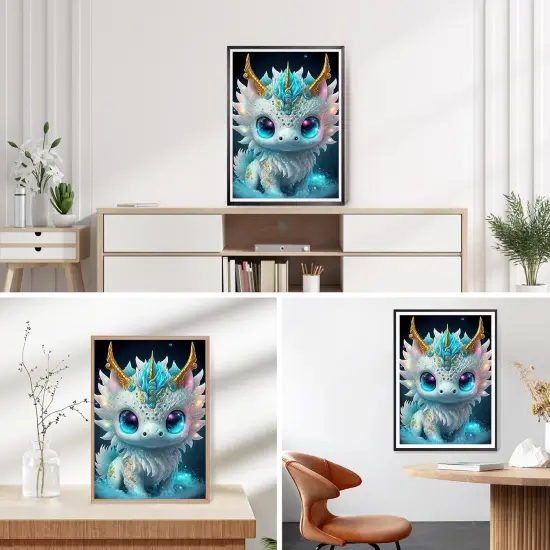 Dragon Diamond Painting Kit &ndash; Round Full Drill, Zodiac Fantasy Art (12x16") {3}