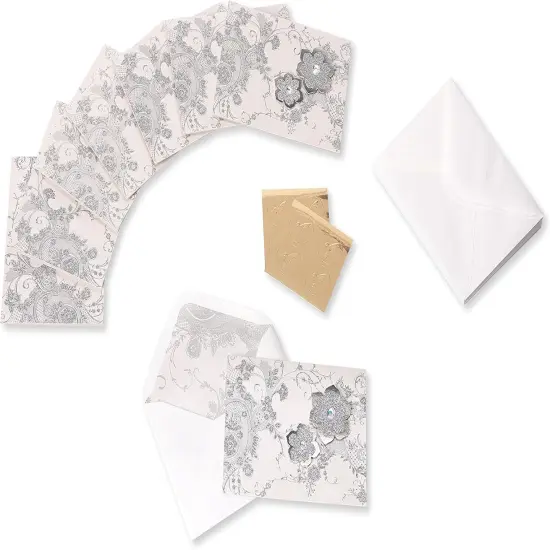 Blank Cards with Envelopes, Lace and Flowers with Glitter (8-Count) {2}