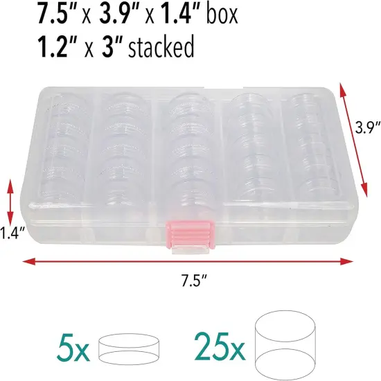 The Beadsmith Personality Case, Clear Plastic Bead Storage Case with 25 Removable and Stackable Jars, includes 5 screw top lids, Organizer Storage for Beads, Snap Lock Case for Jewelry and Crafts {2}
