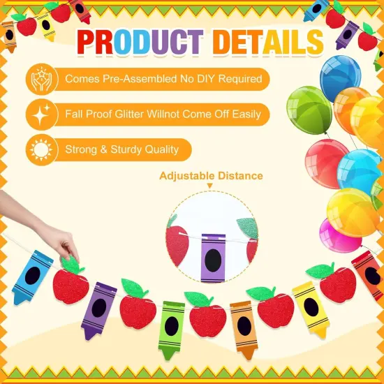 Back to School Banner Crayon Apple Set for Welcome Decor {3}