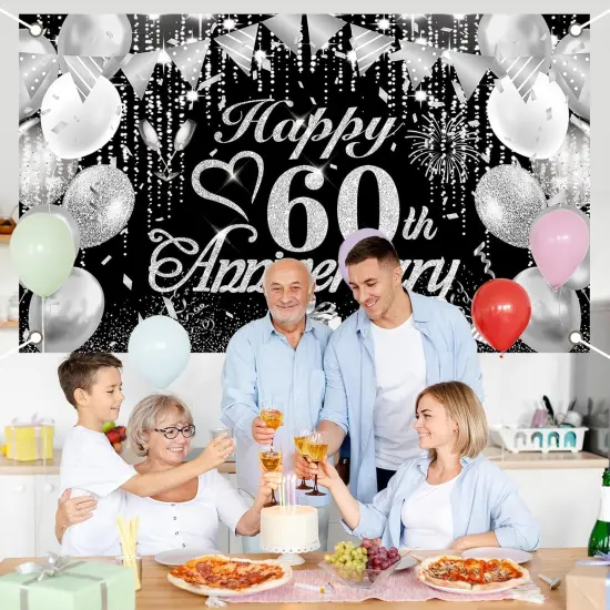 60th Anniversary Decorations - Black and Silver {5}