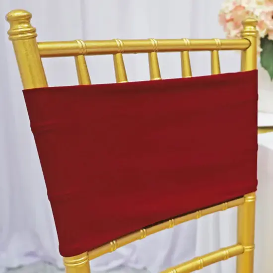 10 Pieces Vibrant Apple Red Stretch Spandex Chair Bands 7 x 13 Inches {4}