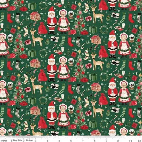 Santa & Mrs. Claus in Green (c16351-green) | Charming Christmas | Kelsey Carlson | Riley Blake {1}
