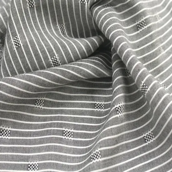 1 Yard Rayon Dobby Pin Stripe Gray & Ivory 57/58" Width Apparel Fabric Lightweight, Soft Hand Finish {2}
