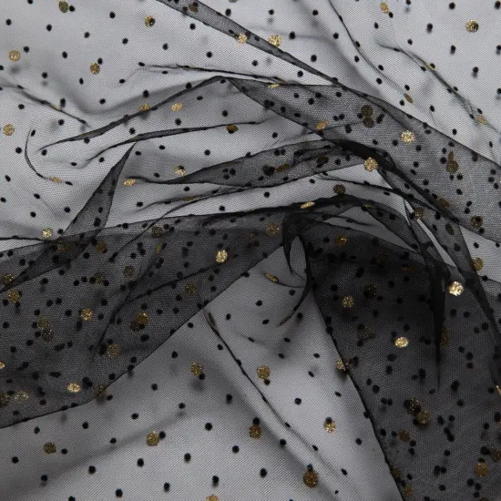 1 Yard Exquisite Mesh Lace Fabric with Dot Flocking & Foil 58/60" Wide {5}