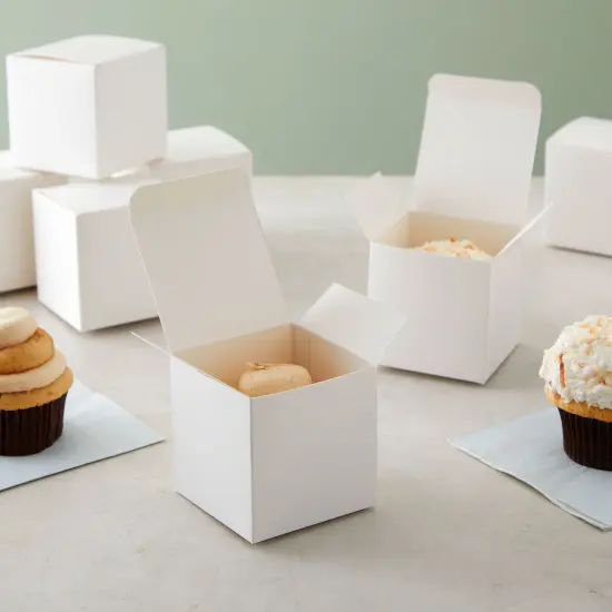 100-Pack White 3x3x3 Gift Boxes with Lids for Candles, Ornaments, Crafts, Party Favors, Cupcakes, Holiday, Birthday, Baby Shower, Bridesmaid and Groomsmen Proposal, Easy Assemble {3}