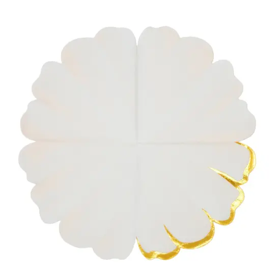 BLUE PANDA 50 Pack Pink & Gold Petal Floral Paper Napkins, 6.25x6 Inches, Scalloped Napkins for Birthday, Wedding, Bridal Shower, Tea Party & More {4}