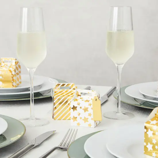 36-Pack Mini Gold Gift Boxes - Tiny 2x2x2 Favor Boxes for Wedding, Birthday, Treats, with Tags and String (3 Patterns) {3}