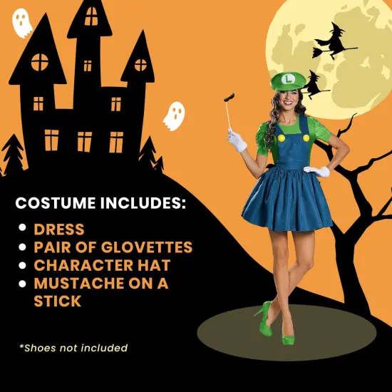 Nintendo Super Mario Bros Women's Luigi Costume Dress {6}