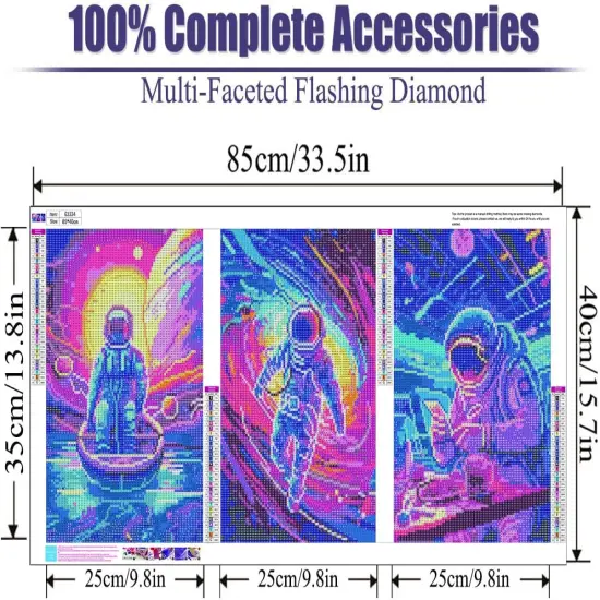 3 Pack DIY Diamond Painting Kits for Adults,5D Large Diamond Art Painting,Full Diamond Crystal Rhinestone Arts and Crafts,Gem Art Moon Painting with Diamond Home Wall Decor (Galaxy 9.8x13.8 inch) {5}