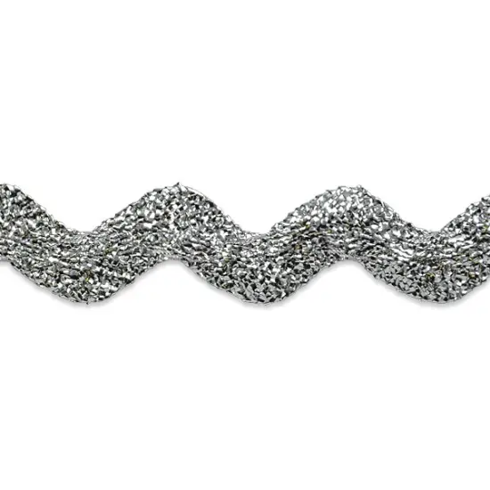 5 yards of 1" Metallic Large Ric Rac Trim | 5 yard cut Metallic Silver {1}