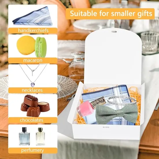 10pack Gift Boxes with Lids, 6.5''x6.5''x2'' White Gift Boxes For Presents, Paper Boxes Gift Boxes with Ribbon for Birthday Wedding Party Chocolate Candy {4}