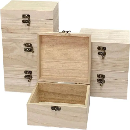 6 Pack Unfinished Wood Box Rectangle Crafts Wooden Box for Painting DIY Project (outer: 5 x 6.7 x 3.1 In) {3}