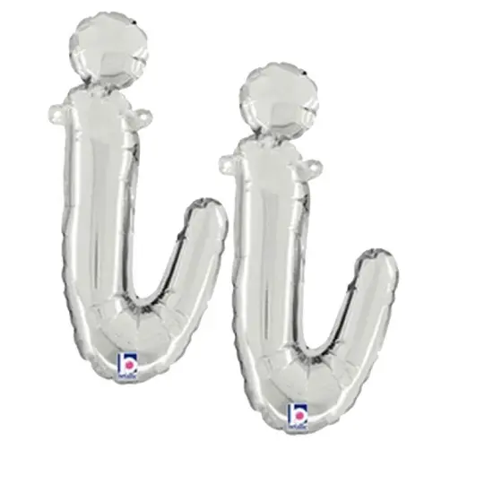 Betallic&reg; 14 Inch Script Letter I Silver Air Fill Only Balloon {4}