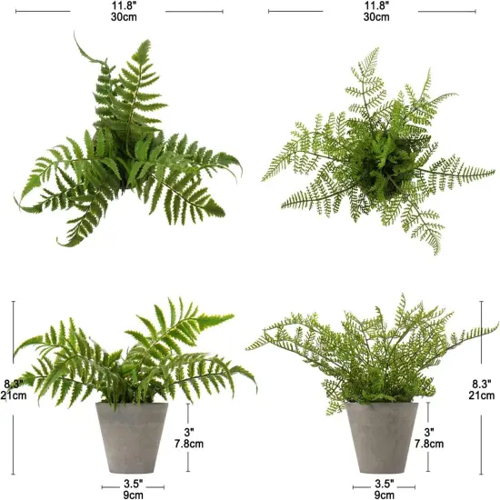 2PCS Fake Plants Potted Artificial Plants Greenery Faux Fern Eucalyptus D&eacute;cor Plant for Indoor Home Office Bathroom Harmhouse Decoration {2}