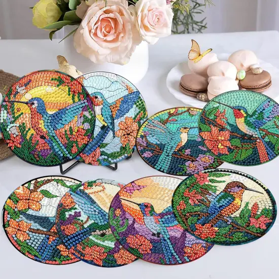 Painting Coasters Kit for Adults Beginners Bird Diamond Art Coasters Crafts Supplies {2}