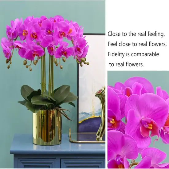 32 Inch Artificial Phalaenopsis Flowers 6 Pcs Artificial Orchid Flowers Stem Plants for Home Décor (Purple) {4}