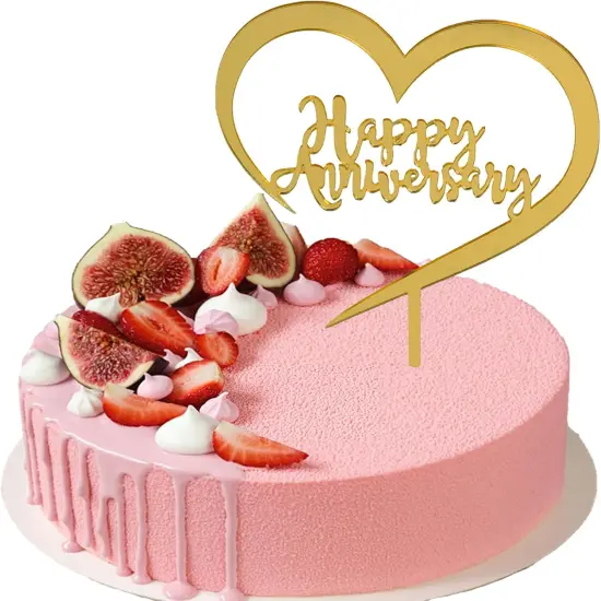 Happy Anniversary Gold Acrylic Cake Toppers {3}