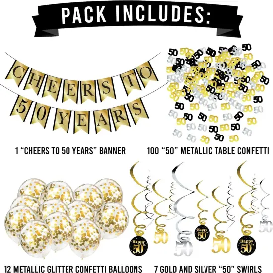 50th Birthday and Anniversary Decorations Party Pack {2}