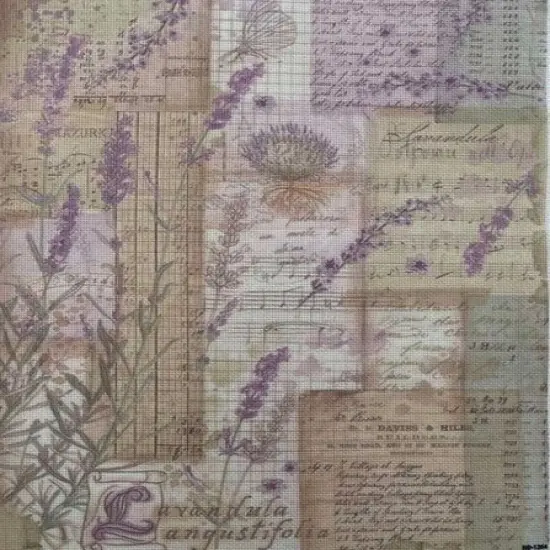 Vintage Echo Designer Printed AIDA Fabric. Canvas for embroidery with an applied backgroundKF-1264A {1}