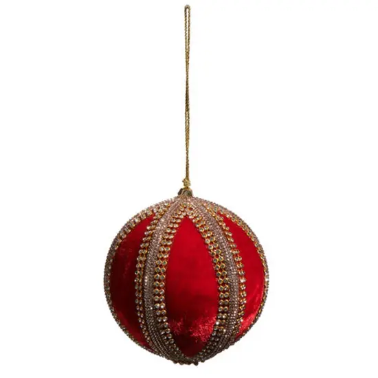 4" Velvet Jeweled Ball Ornament Pink {3}