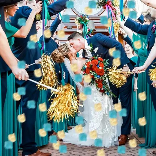 900PCS Teal Aqua Mint Gold Silk Rose Flower Petals Party Confetti Table Centerpieces Scatters Baby Bridal Shower Wedding Favor Vase Filler Aisle Decoration {4}