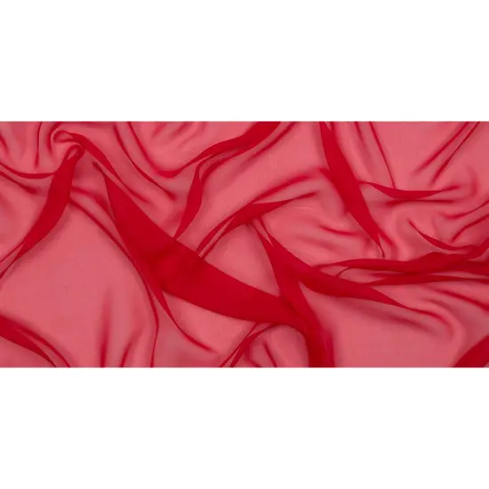 1 Yard Red Silk Chiffon Lightweight Sheer Fabric for Dresses Scarves Overlays and Ruffles, 44 Inches Width {3}